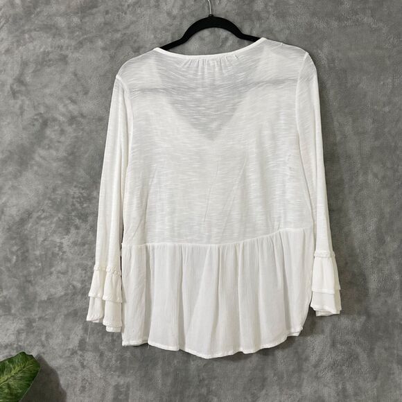 Vintage America Boho Cottage Milkmaid size M Blouse Babydoll Bell Sleeve Y2K - Picture 2 of 8